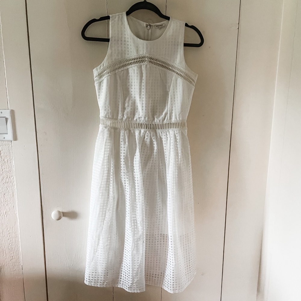 White midi length dress, River Island size 8. Fully lined